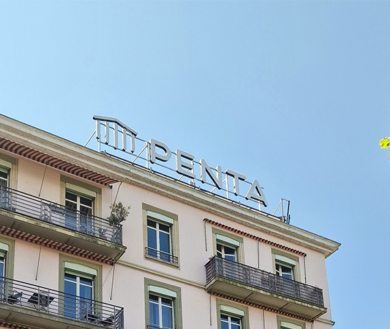 The PENTA sign<br> in Geneva